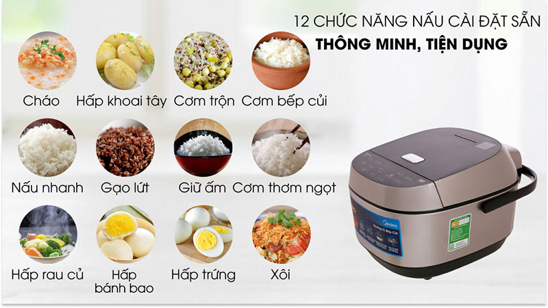 Nồi cơm điện cao tần Midea MB-HS5008 - Hàng chính hãng