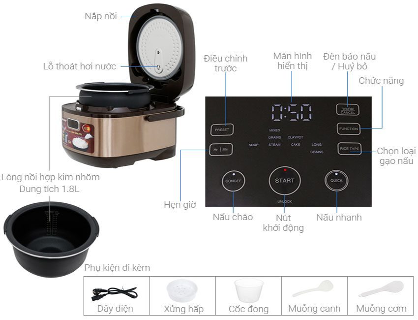 Nồi cơm điện cao tần Sharp KS-IH191V-RD/BK - Hàng chính hãng