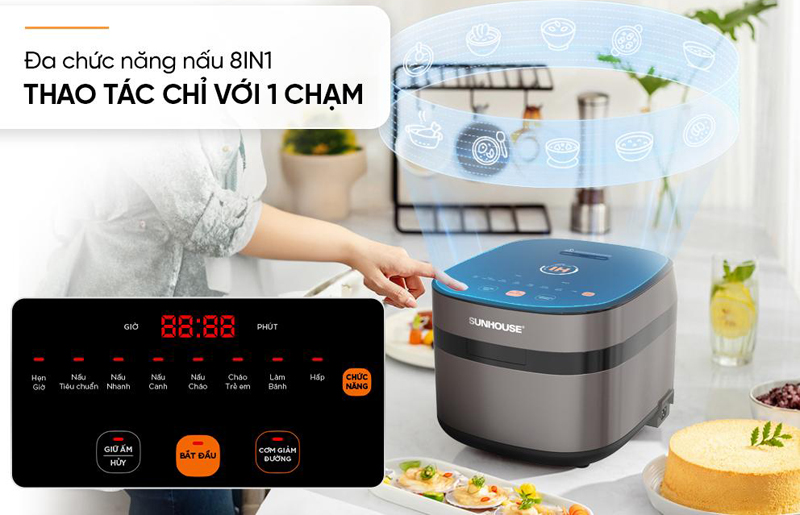 Nồi cơm điện cao tần Sunhouse 1.5 lít SHD8826 - Hàng chính hãng