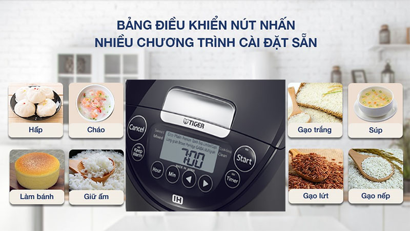 Nồi cơm điện cao tần Tiger JPW-H18V - Hàng chính hãng