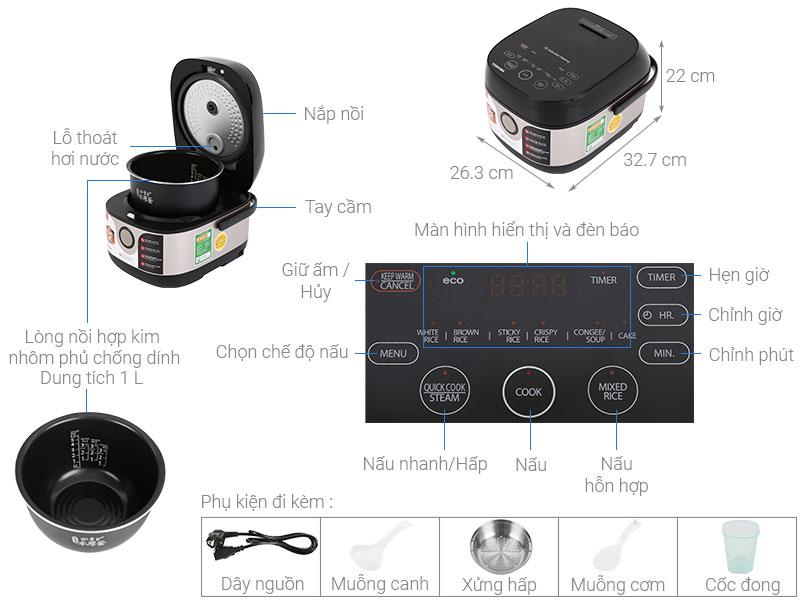 Nồi cơm điện cao tần Toshiba RC-10IX1PV - Hàng chính hãng