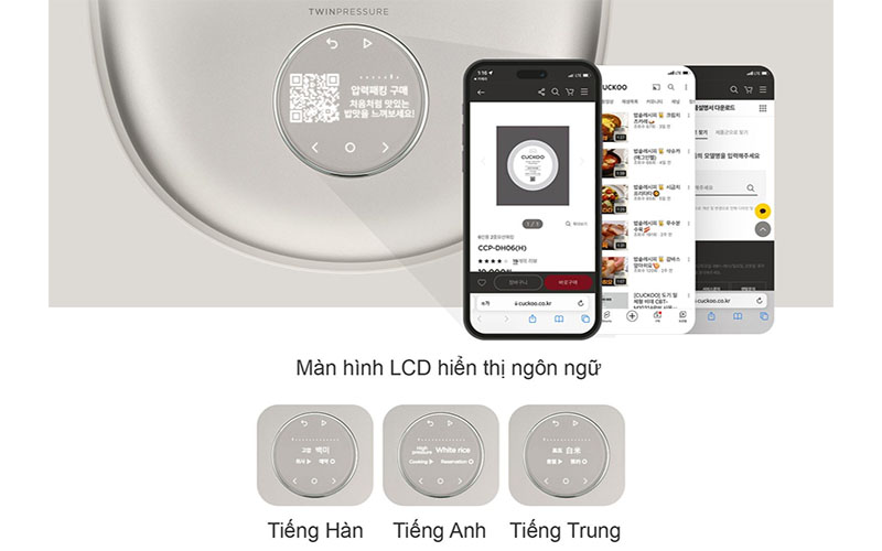 Nồi cơm điện cao tần áp suất kép Cuckoo CRP-NHTR0610FGW/FB/FP - Hàng chính hãng
