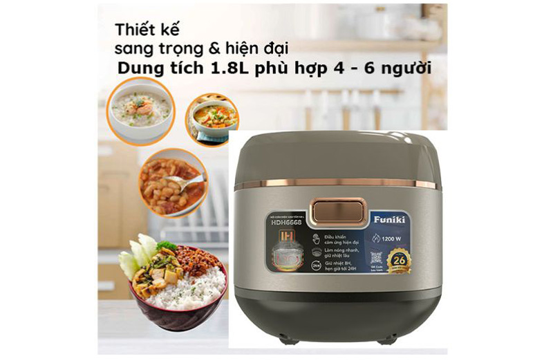 Dung tích lớn 1.8L đáp ứng nhu cầu cho gia đình 4 - 6 người