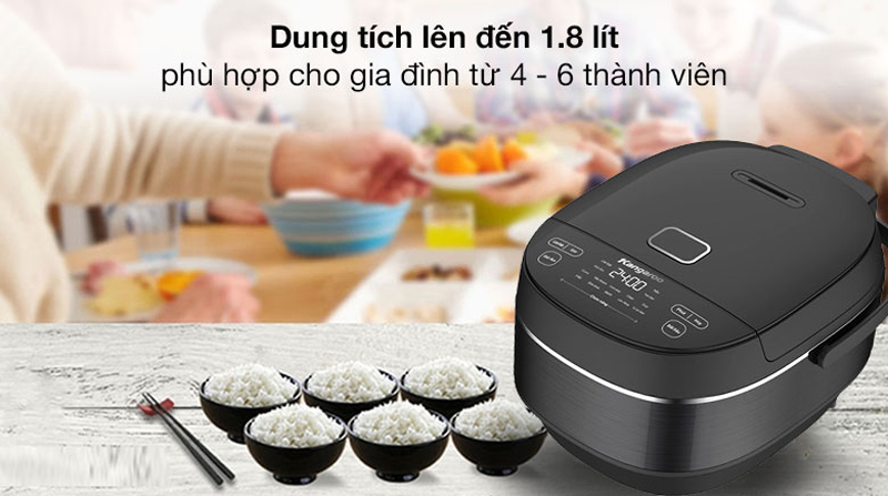 Dung tích 1.8L, phù hợp gia đình 4-6 người