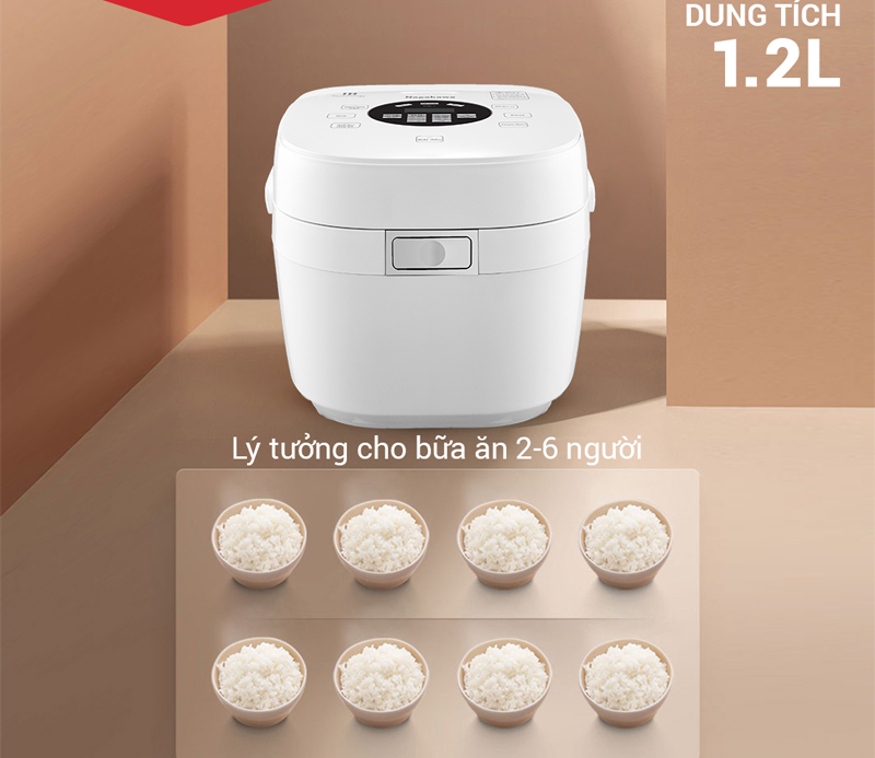 Dung tích 1.2L đáp ứng nhu cầu gia đình có từ 2-4 người 