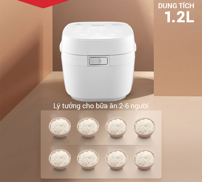 Dung tích chứa 1.2 lít là sự lựa chọn hoàn hảo dành cho gia đình từ 2-5 người 