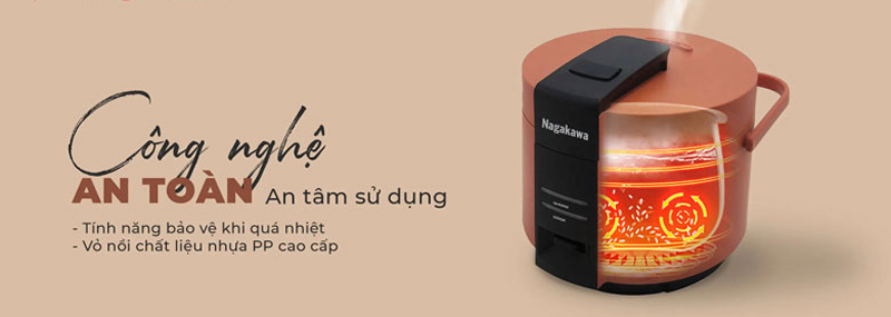 Nồi cơm điện nắp gài 1.8L Nagakawa NAG0143 - Hàng chính hãng
