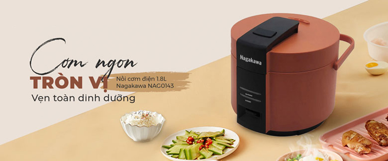 Nồi cơm điện nắp gài 1.8L Nagakawa NAG0143 - Hàng chính hãng