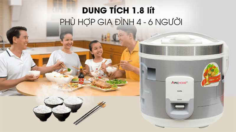 Nồi cơm điện nắp gài Apechome APH-RC18Y - Hàng chính hãng