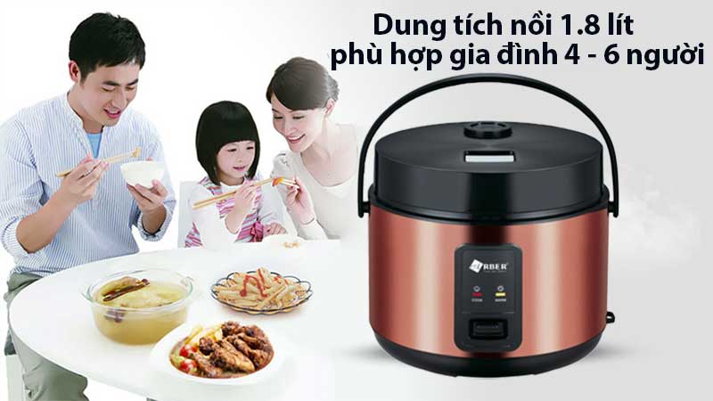 Nồi cơm điện nắp gài Arber NCD1.8LGOLD - Hàng chính hãng