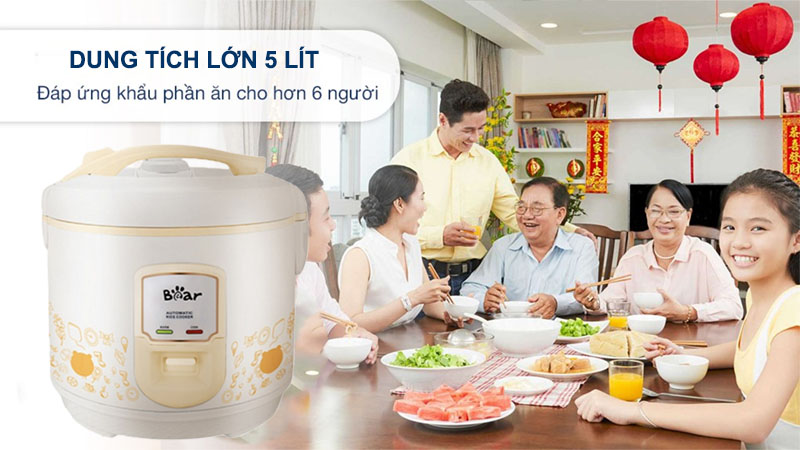 Nồi cơm điện nắp gài Bear SB-NC50C - Hàng chính hãng