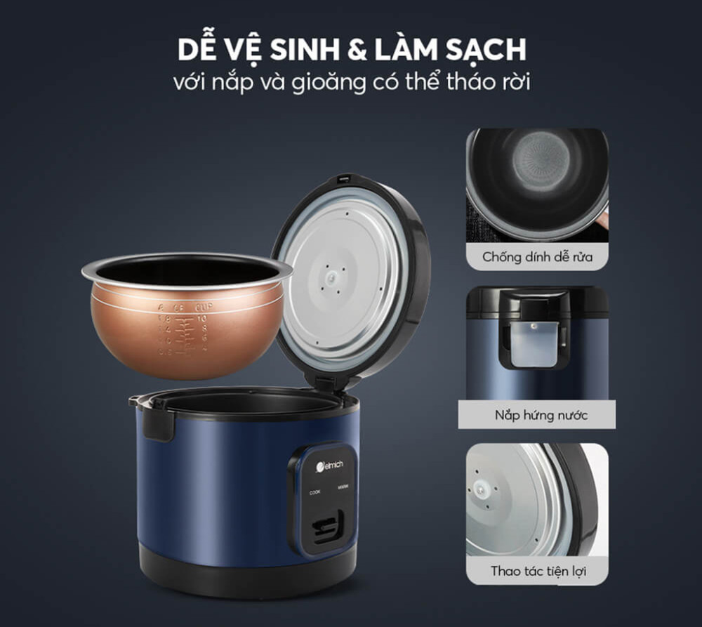 Nồi cơm điện nắp gài Elmich RCE-9129 - Hàng chính hãng