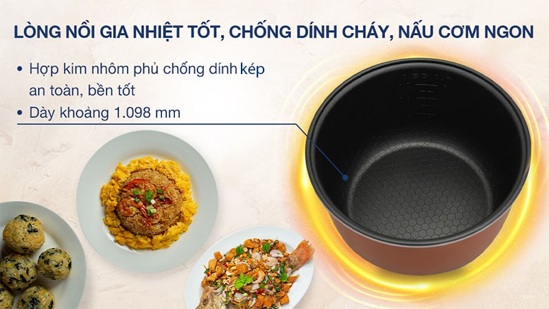 Nồi cơm điện nắp gài Funiki HRC6124 - Hàng chính hãng