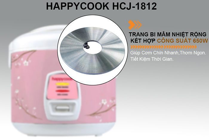 Nồi cơm điện nắp gài Happy Cook HCJ-1812 - 1.8L - Hàng chính hãng