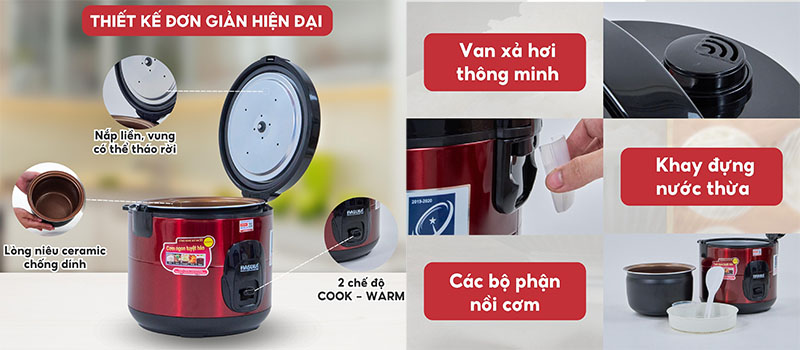 Nồi cơm điện nắp gài Hasuka HSK-823 - Hàng chính hãng