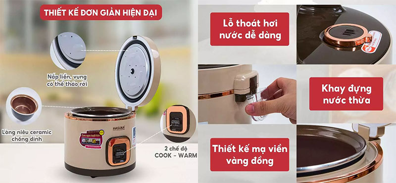 Nồi cơm điện nắp gài Hasuka HSK-858 PLUS - Hàng chính hãng
