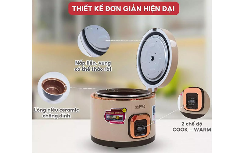 Nồi cơm điện nắp gài Hasuka HSK-868 PLUS - Hàng chính hãng