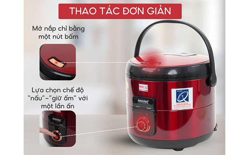 Nồi cơm điện nắp gài Hasuka HSK-869 - Hàng chính hãng