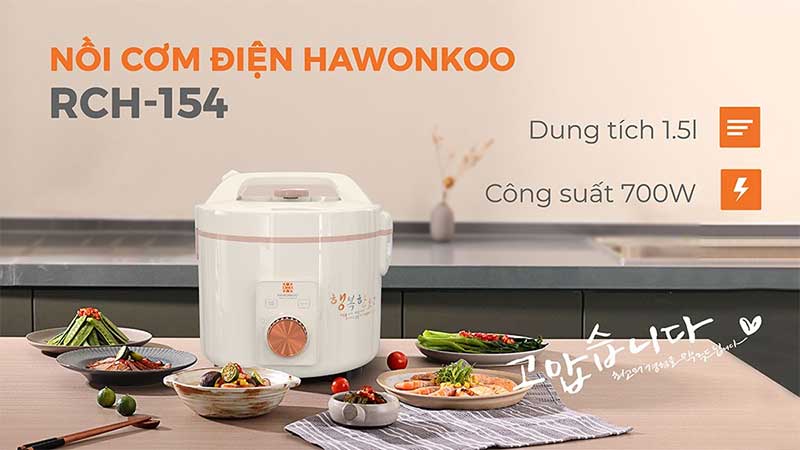Công suất và dung tích của Nồi cơm điện nắp gài Hawonkoo RCH-154-GE/CE