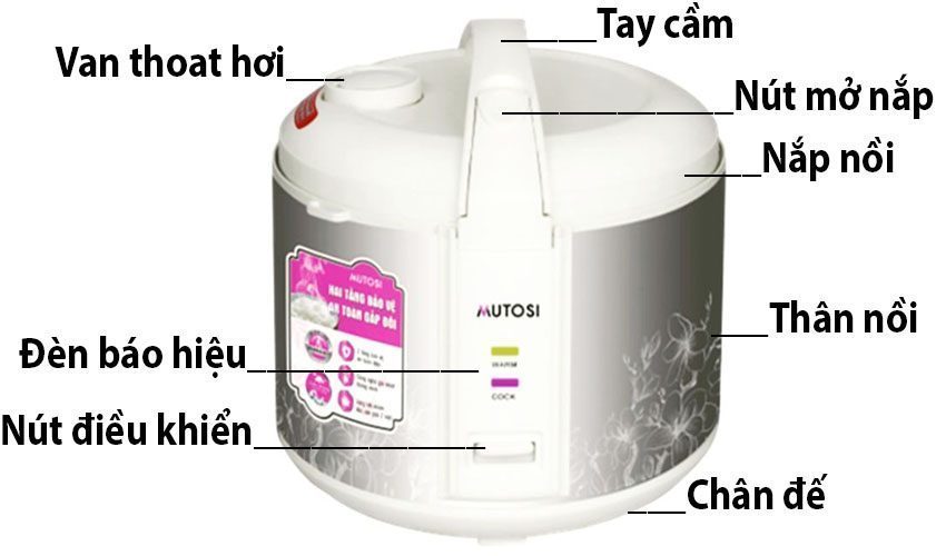 Nồi cơm điện nắp gài Mutosi MR26 - Hàng chính hãng