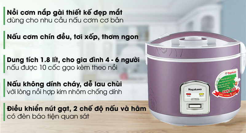 Nồi cơm điện Nagakawa NAG0104 - Hàng chính hãng