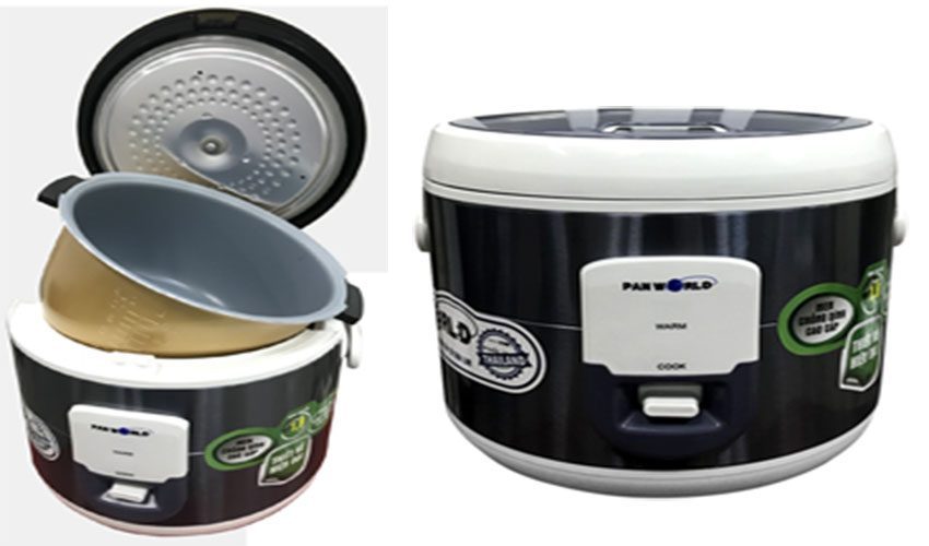 Lòng nồi và thiết kế nắp gài của nồi cơm điện nắp gài Panworld PW-2159 