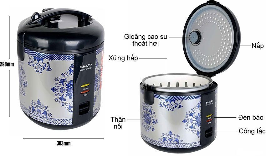 Nồi cơm điện nắp gài Sharp KS-19TJV-BC