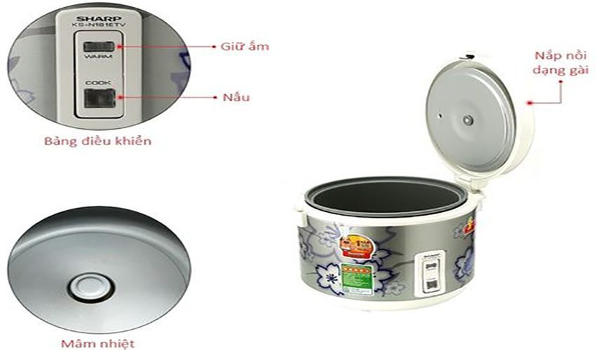 Nồi cơm điện nắp gài Sharp KS-N181ETV-SL