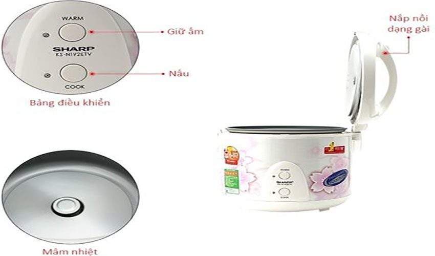 Nồi cơm điện nắp gài Sharp KS-N192ETV-SP