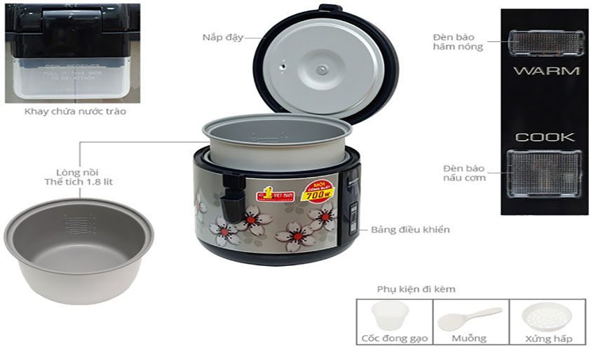 Nồi cơm điện nắp gài Sharp KS-NR191STV-SS - Hàng chính hãng