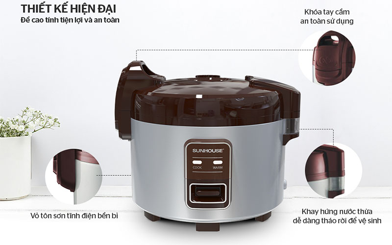 Thiết kế của Nồi cơm điện nắp gài Sunhouse SHD8307
