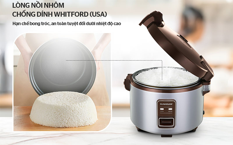 Chất liệu lòng nồi của Nồi cơm điện nắp gài Sunhouse SHD8307