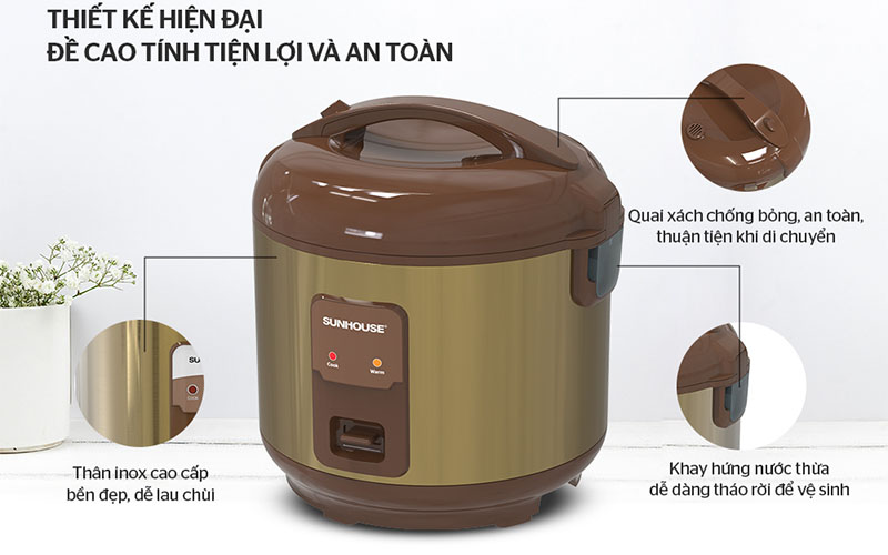 Thiết kế của Nồi cơm điện nắp gài Sunhouse SHD8623