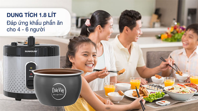 Dung tích của Nồi cơm điện nắp gài Sunhouse SHD8624