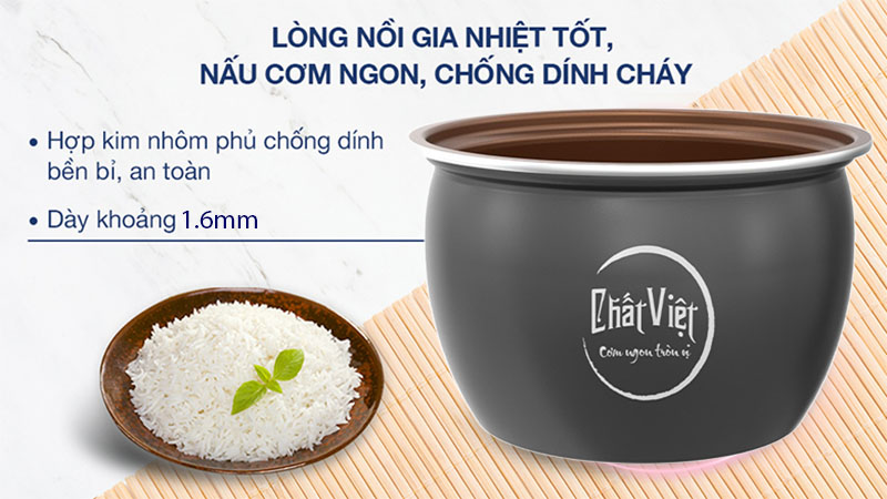 Chất liệu lòng của Nồi cơm điện nắp gài Sunhouse SHD8624