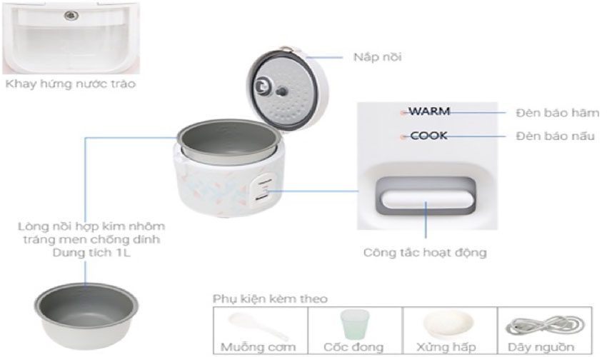 Các bộ phận của Nồi cơm điện nắp gài Toshiba RC-10JH1NV(P)