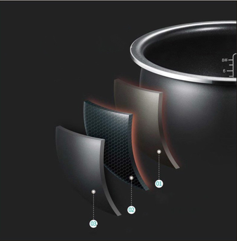 Lòng nồi được làm bằng hợp kim nhôm dày 1.8mm phủ chống dính Withford cao cấp