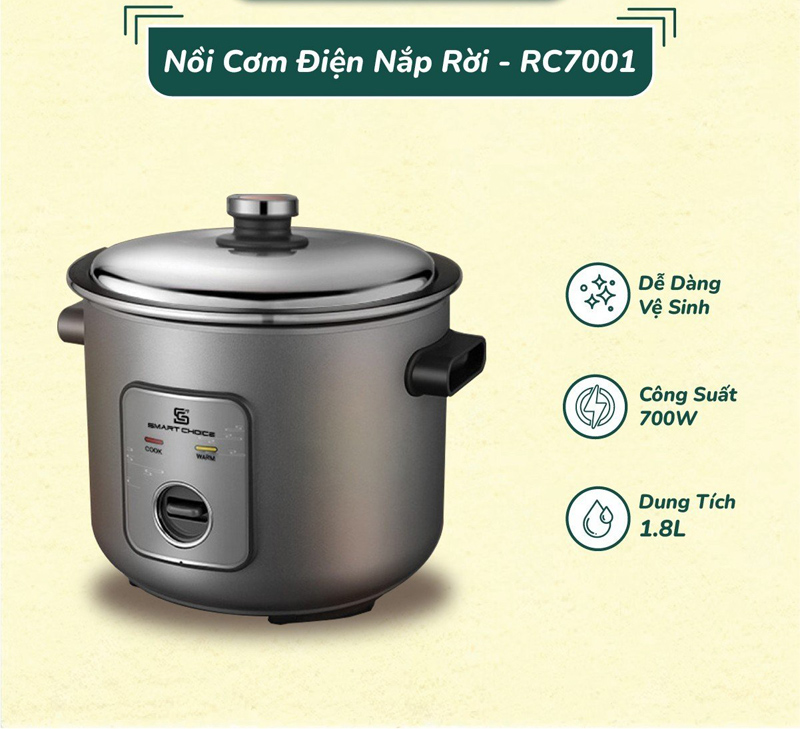 Nồi cơm điện nắp rời SmartChoice SCG-RC7001. - Hàng chính hãng