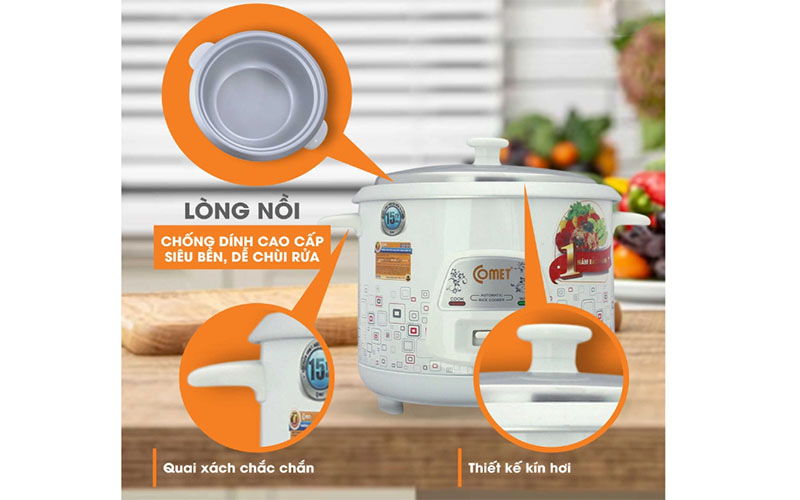 Nồi cơm điện nắp rời Comet CM8009 - Hàng chính hãng