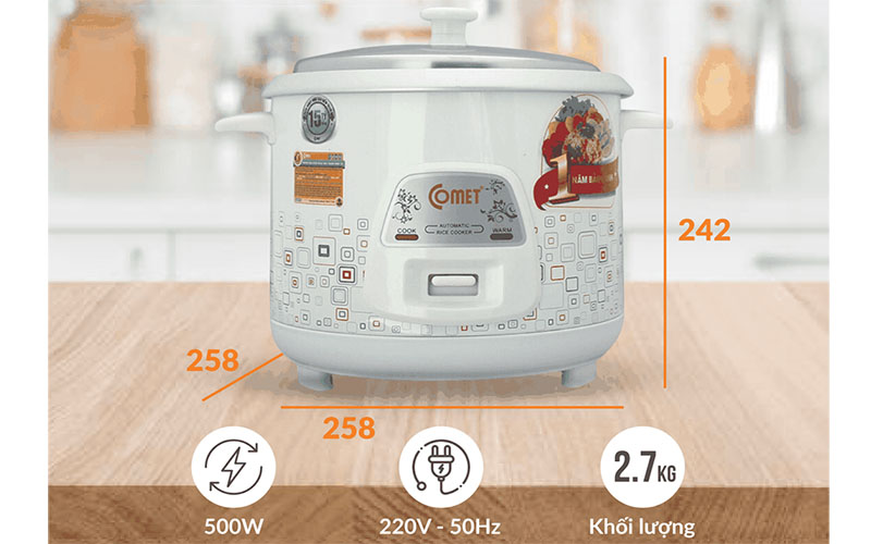 Nồi cơm điện nắp rời Comet CM8009 - Hàng chính hãng