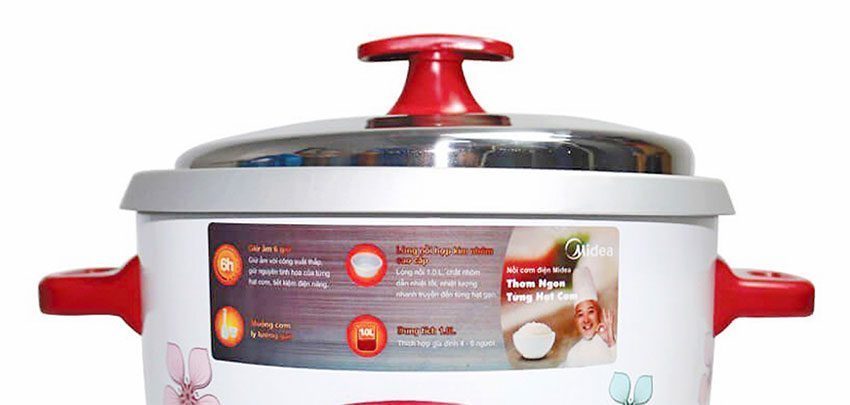 Nồi cơm điện nắp rời Midea MR-GM10SC với thiết kế tay cầm bằng nhựa cách nhiệt hiệu quả