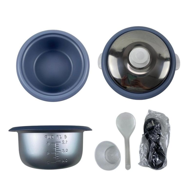 Phụ kiện đi kèm nồi cơm điện Apechome APH-RC12S là ly đong gạo, muỗng, dây nguồn