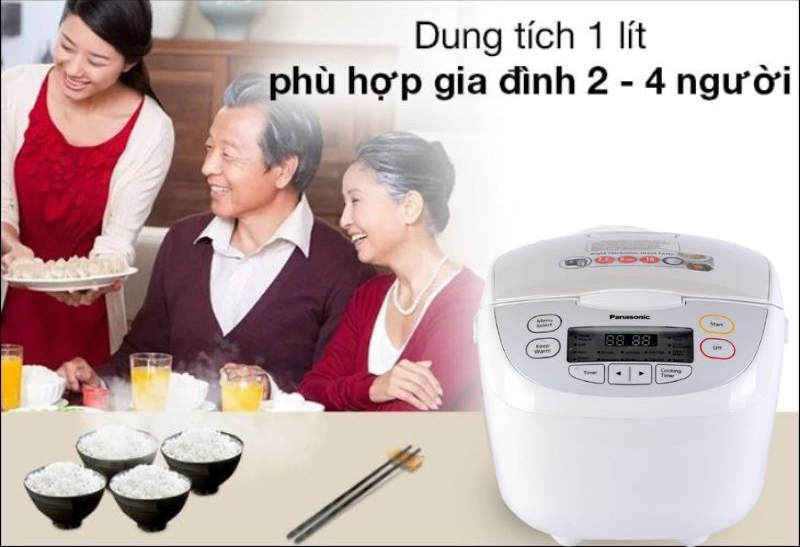 Dung tích nấu đủ cơm cho 2-4 người ăn