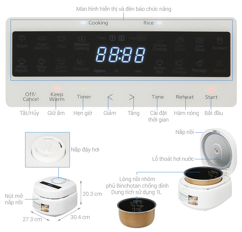 Nồi cơm điện tử Panasonic SR-DK104WRA 