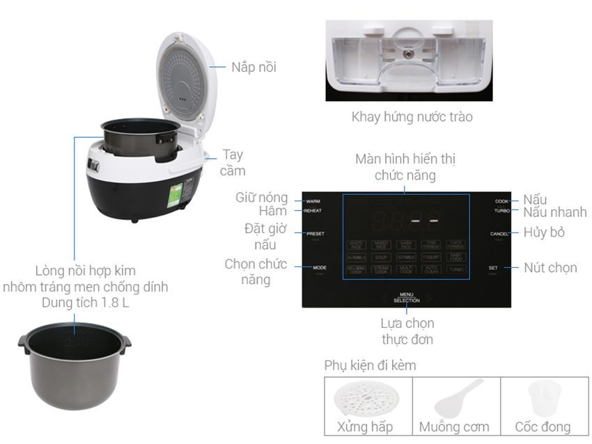 Nồi cơm điện tử Cuckoo CR-1010F - Hàng chính hãng