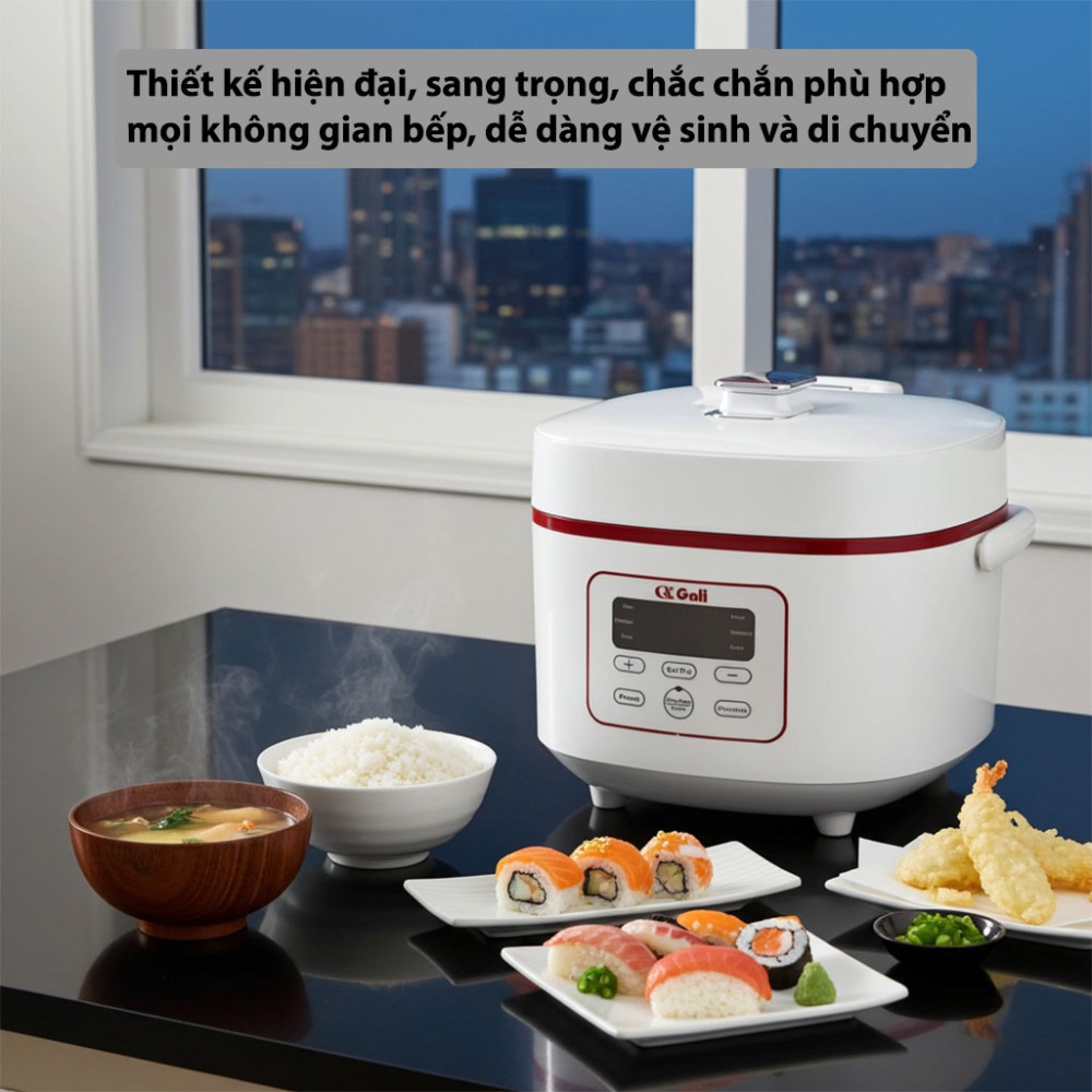 Nồi cơm điện tử Gali GL-1718W thiết kế hiện đại, chất liệu bền bỉ