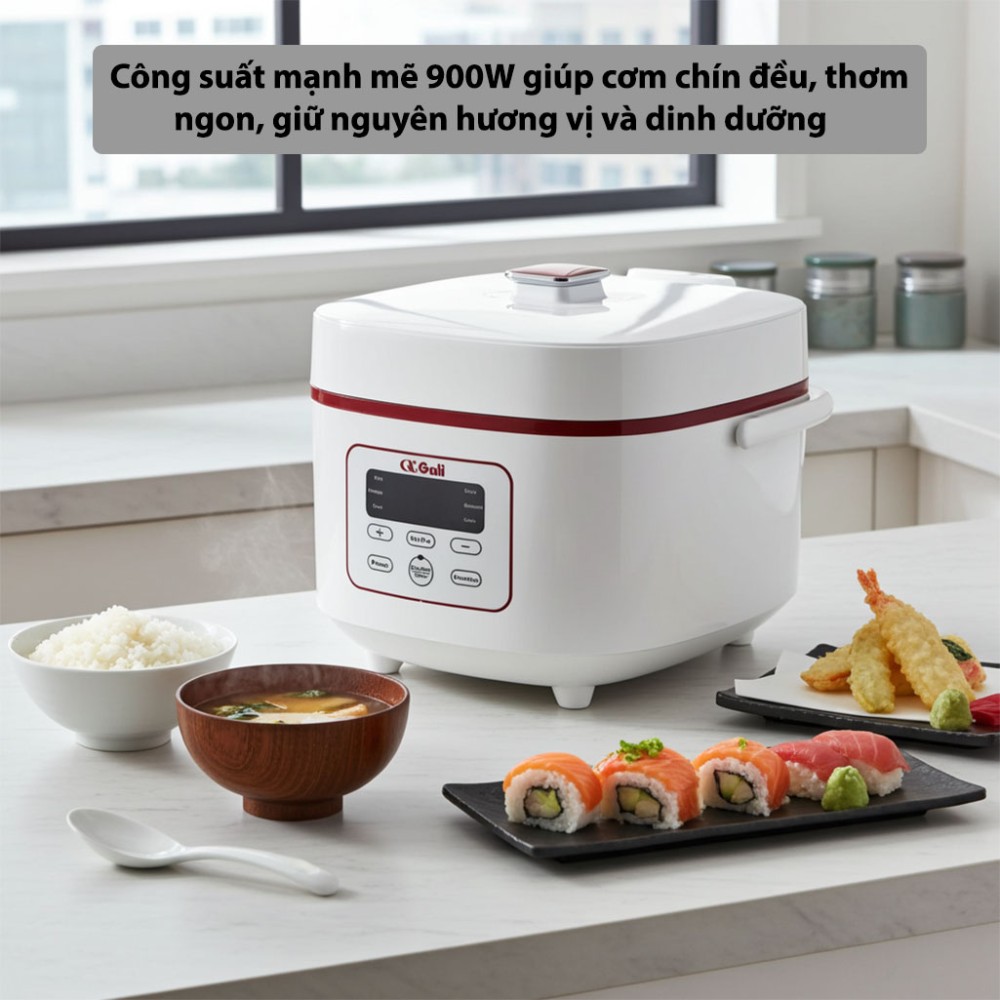 Nồi cơm điện tử Gali GL-1718W công suất mạnh mẽ nấu cơm nhanh chín