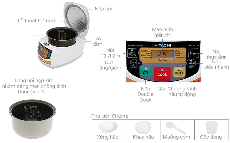 Nồi cơm điện tử Hitachi RZ-D10XFY - Hàng chính hãng