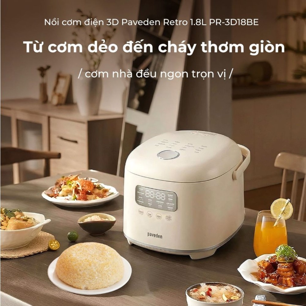 Nồi cơm điện tử Paveden 1.8 lít PR-3D18BE - Hàng chính hãng
