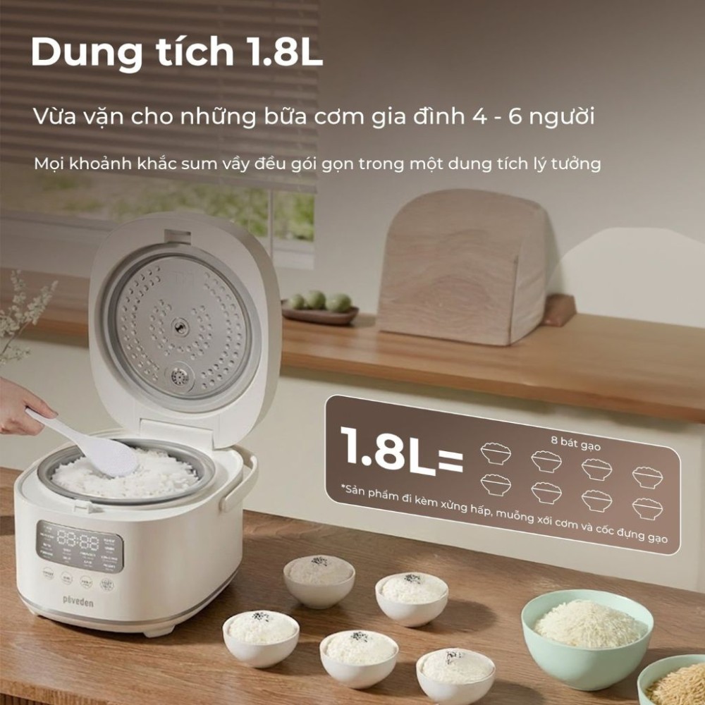 Nồi cơm điện tử Paveden 1.8 lít PR-3D18BE - Hàng chính hãng